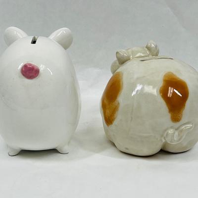 Two Vintage Ceramic Pig Piggy Banks Piggy Banks