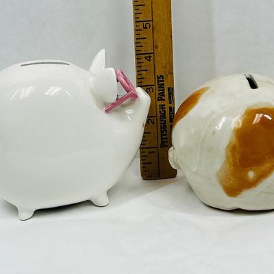 Two Vintage Ceramic Pig Piggy Banks Piggy Banks