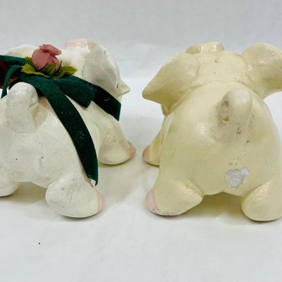 Two Stout Pig Figurines Chalkware