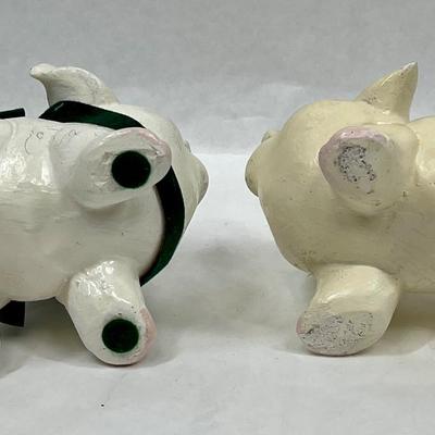 Two Stout Pig Figurines Chalkware