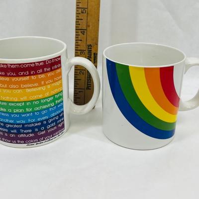 Pair of Ceramic Coffee Cups with Rainbow Colors