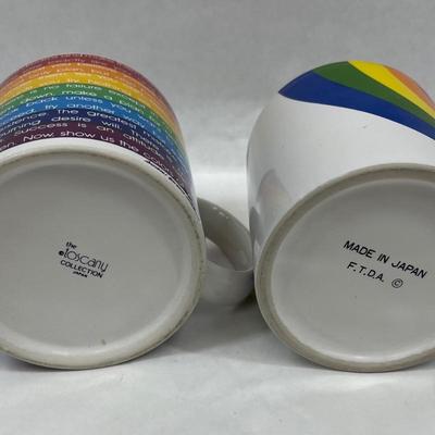 Pair of Ceramic Coffee Cups with Rainbow Colors
