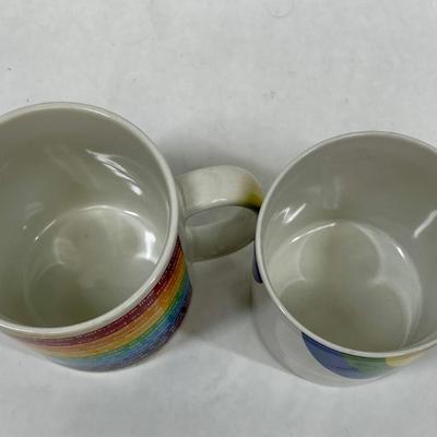 Pair of Ceramic Coffee Cups with Rainbow Colors