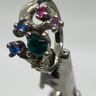 14K Gold Plated Ring with 5 Colorful Stones