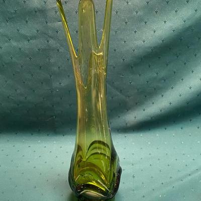 Vintage Green Glass Viking Vase