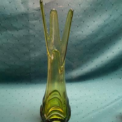 Vintage Green Glass Viking Vase