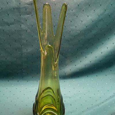 Vintage Green Glass Viking Vase
