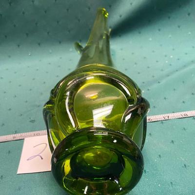 Vintage Green Glass Viking Vase