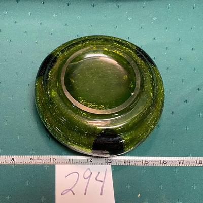 Vintage Green Crackle Glass Viking Ashtray
