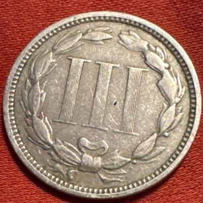 Better Date Higher Grade Three Cent Piece Nickel 1875 P Attractive 3c