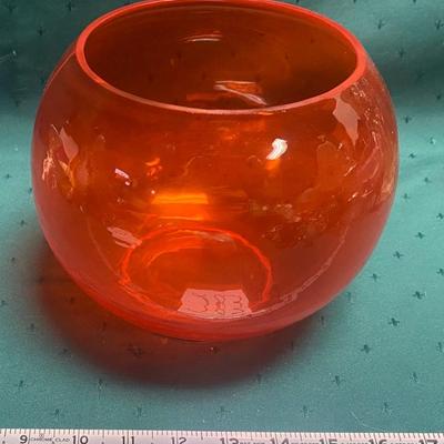 Vintage Tangerine Globe Vase