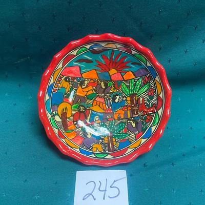 Vintage Mexican Folk Art Story Bowl