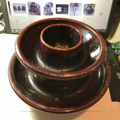 Vintage Ceramic Clover Brown Insulator Approx 9" Diameter Lower Part in Good Condition w/No Cracks or Chips. Some Ceramic...