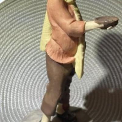 Vintage Mid-Century Capodimonte Boy Begging Figurine 9.75" Tall in Good Preowned Condition as Pic'd.