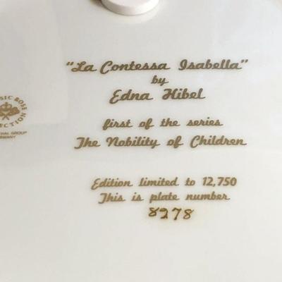 Edna Hibel "La Contessa Isabella" Collectors Plate the Nobility of Children 1st in the Series w/COA in Original Box/Paper.
