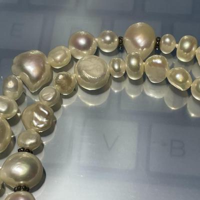 58" Coldwater Creek Freshwater Pearl Bright White Necklace w/Sterling Silver Clasp in VG Hardly Worn Condition.