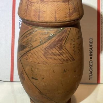 Very Early 8" Red Clay Terracotta Vase with Hieroglyphics Markings Very Interesting Piece.