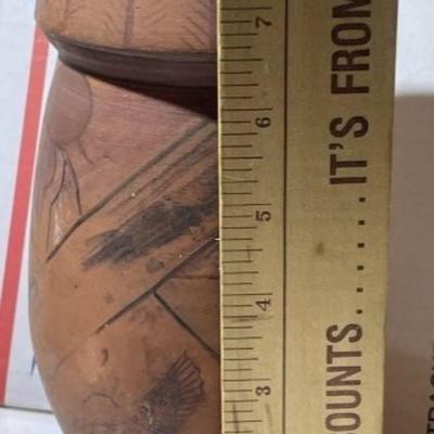 Very Early 8" Red Clay Terracotta Vase with Hieroglyphics Markings Very Interesting Piece.