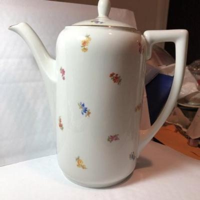 Vtg German Reinecke Brand-1796 Flowered Ceramic Coffee Pot 9.5