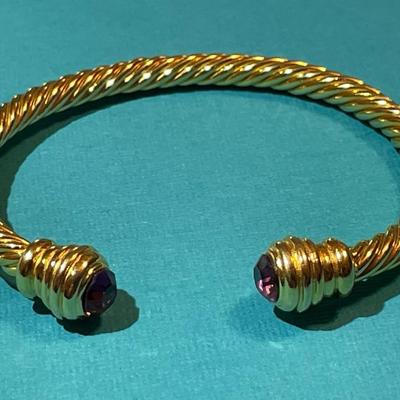 Vintage "The Icing" Amethyst Cable Cuff Bracelet in VG Preowned Condition as Pictured.