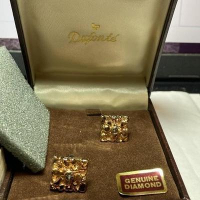 Lot of 50-Vintage Pair of 1980's Dufonte Nugget Style Real Diamond Cufflinks in Never Used Condition as Pictured. FREE Domestic...