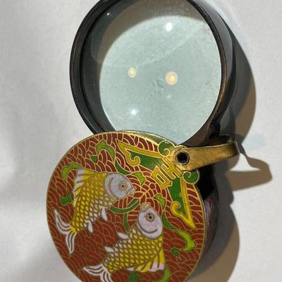 Vintage Asian Cloisonne Magnifying Glass (Strong Power) in Fair-Good Condition as Pictured.
