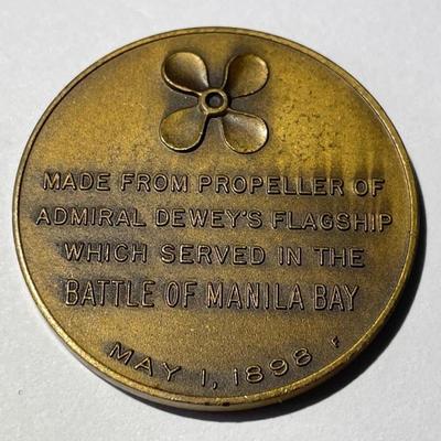 Commemorative 60th Anniversary Medal of the Battle of Manila Bay & USS 'Olympia' Made from The Propellor of ADMIRAL...