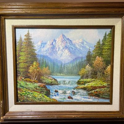 W. Chapman Acrylic/Oil on Artist Board Painting Frame Size 12.5" x 14.5" in Good Preowned Condition.