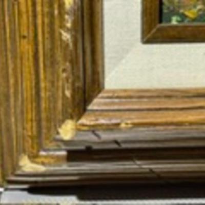 W. Chapman Acrylic/Oil on Artist Board Painting Frame Size 12.5" x 14.5" in Good Preowned Condition.