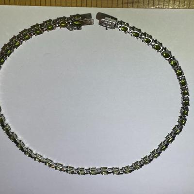 Stunning Sterling Silver .925 Peridot All-Around Stine Necklace 17.5" Long 34.8 Grams TW in VG Preowned Condition.