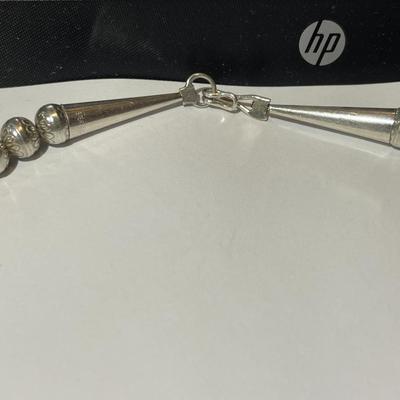 Vintage Estate Carolyn Pollack Southwest Sterling Silver Graduated 8.3-17mm 24" Necklace 77-Grams TW in Good Condition.
