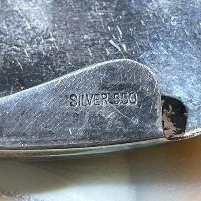 Vintage Hand Engraved .950 Sterling Silver belt Buckle 2-1/4" x 1-1/4" as Pictured.