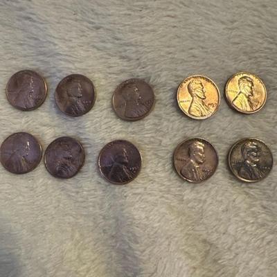 1950-59 WHEAT PENNIES LOT OF (10)