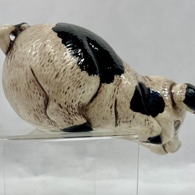 Ceramic Pig with Black Spots Shelf-sitter Figurine