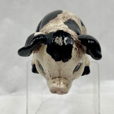 Ceramic Pig with Black Spots Shelf-sitter Figurine