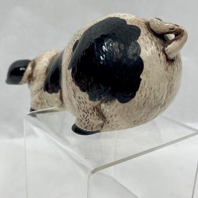 Ceramic Pig with Black Spots Shelf-sitter Figurine