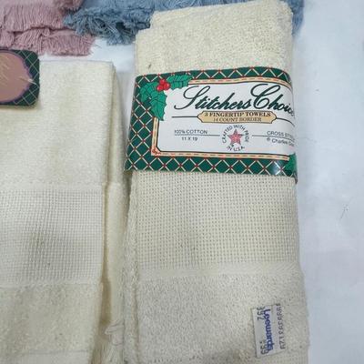 Big Lot of Guest Towel Finger Towel New in Package Border Ready for Cross-stitch design of your choicer