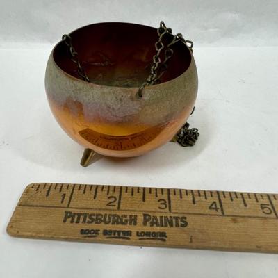Vintage Coppercraft Guild Copper & Brass Hanging Planter with Brass Feet