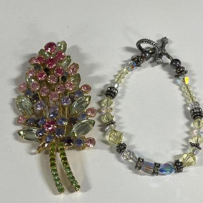 Stunning floral brooch and bracelet