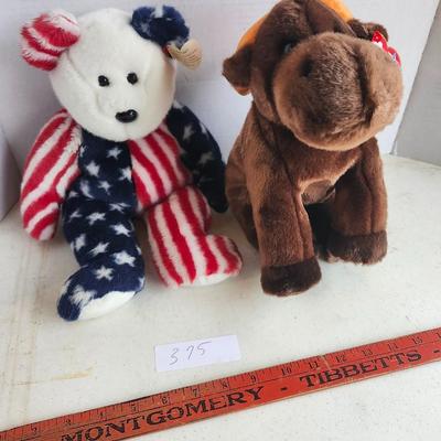 TY 1999 Beanie Buddies Spangle and "Chocolate" the Moose