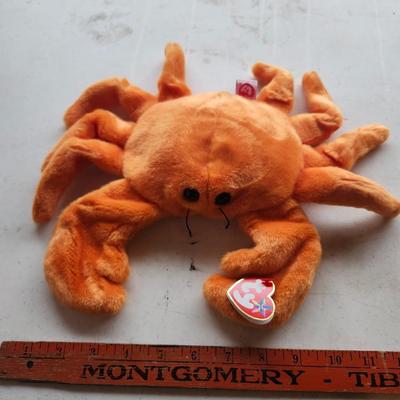 Ty Beanie Buddies Large Plush Orange Crab and Fuzz floppy bear