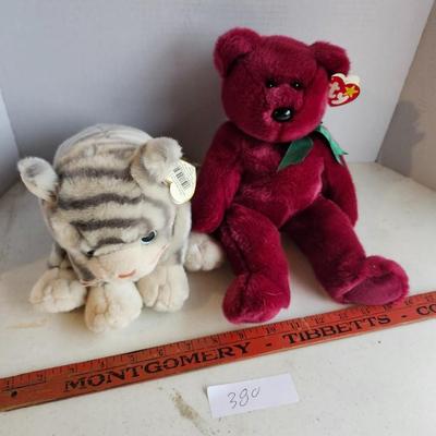Ty Plush Beanie Buddy Teddy and Silver The Cat