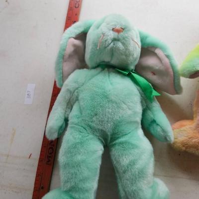 Vintage Ty Beanie BuddyPeace the Tie Dyed Teddy Bear and Mint Green Rabbit