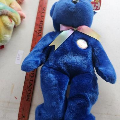 TY Beanie Babies Buddy CLUBBY and Rainbow' the Tie-Dye Chameleon
