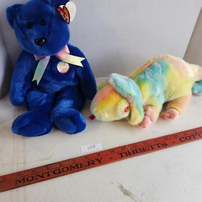 TY Beanie Babies Buddy CLUBBY and Rainbow' the Tie-Dye Chameleon