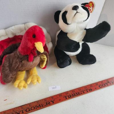 Ty Beanie Buddy Gobbles the Turkey and Peking Panda Bear