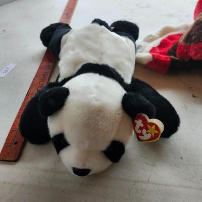 Ty Beanie Buddy Gobbles the Turkey and Peking Panda Bear