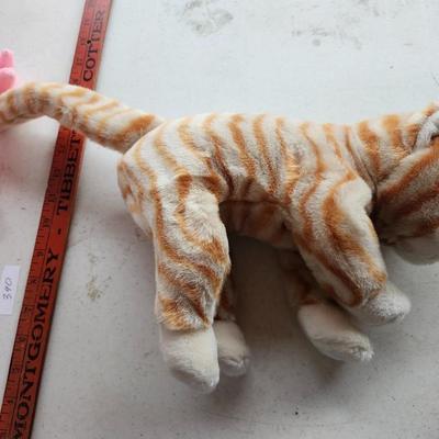 TY BEANIE BUDDIES FLAMINGO PINK and Amber The Gold Tabby Cat