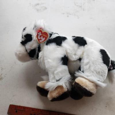 TY Beanie Buddy Tie- Dye Ty Lizzy and MOOTINA PLUSH BLACK AND WHITE COW