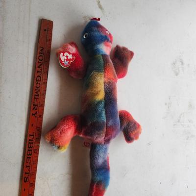 TY Beanie Buddy Tie- Dye Ty Lizzy and MOOTINA PLUSH BLACK AND WHITE COW